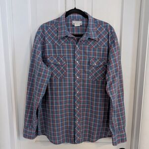 Wrangler Wrancher Men's Pearl Snap Shirt XTRA LARGE Cowboy Western‎ Rodeo Plaid